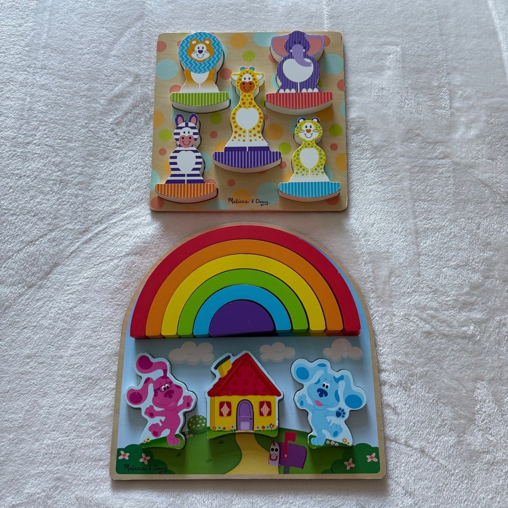 Melissa & Doug Wooden Puzzle Bundle Blue's Clues Rainbow & Circus Animals